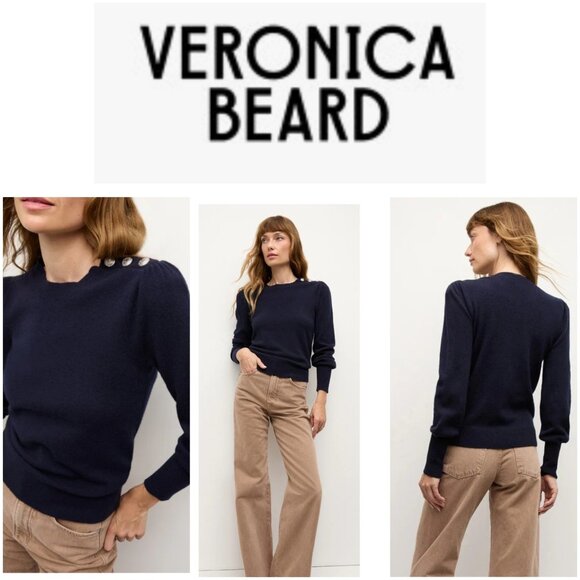 Veronica Beard Nelia Cashmere Crewneck Sweater size S Blue pullover - Picture 11 of 11